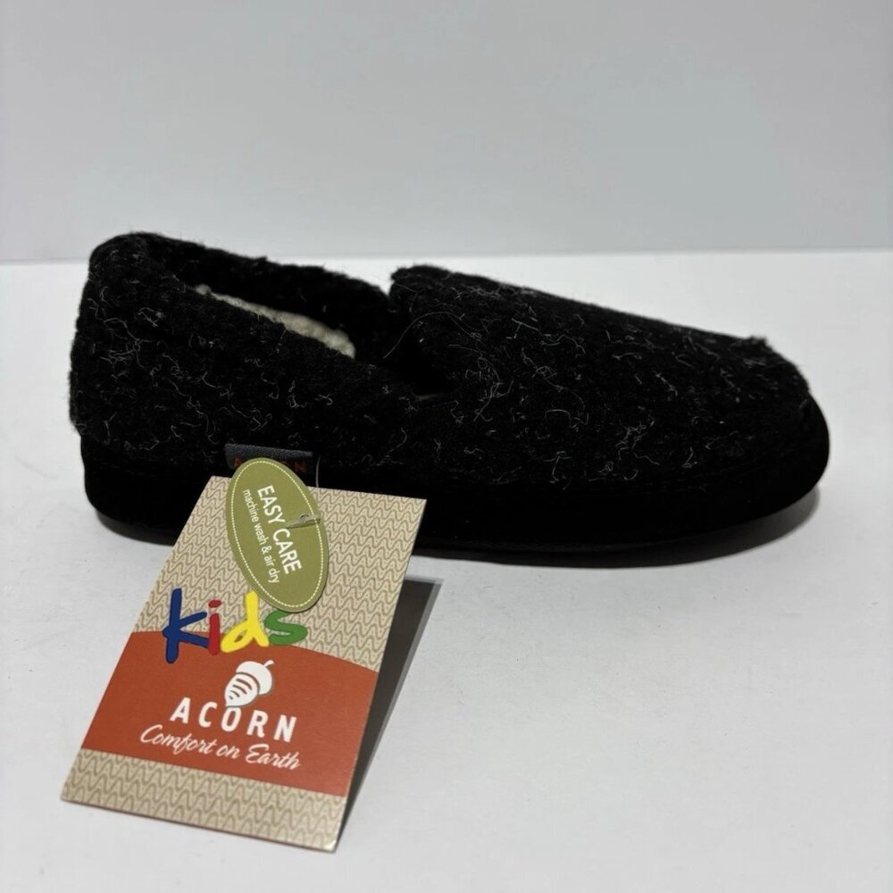 Acorn Kids’ Colby Gore Moc Slippers Black, Boys’ Size 1-2
